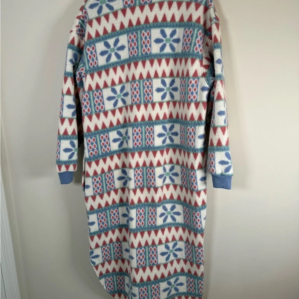 Leisure Wear Vintage VTG‎ Fleece Granny Cottage Core Zip Up House Dress Medium